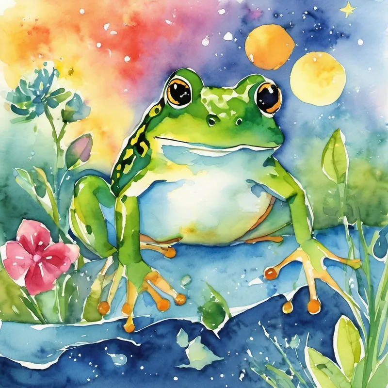 Now it's time for the seventh in the line,
The bravest frog, so strong and fine.
Jumped the farthest, with great might,
Counted all the stars at night. So let's count the frogs, one to eight,
And learn about numbers, it's really great!
From hopping frogs to things we see,
Counting is fun for you and me!