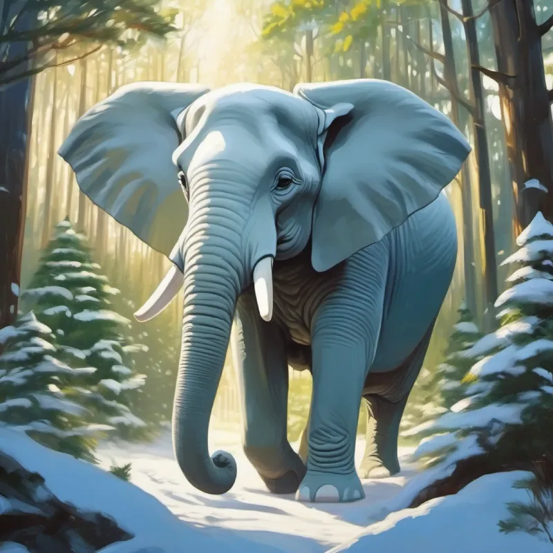 The white elephant's integration into the forest and its helpful nature.