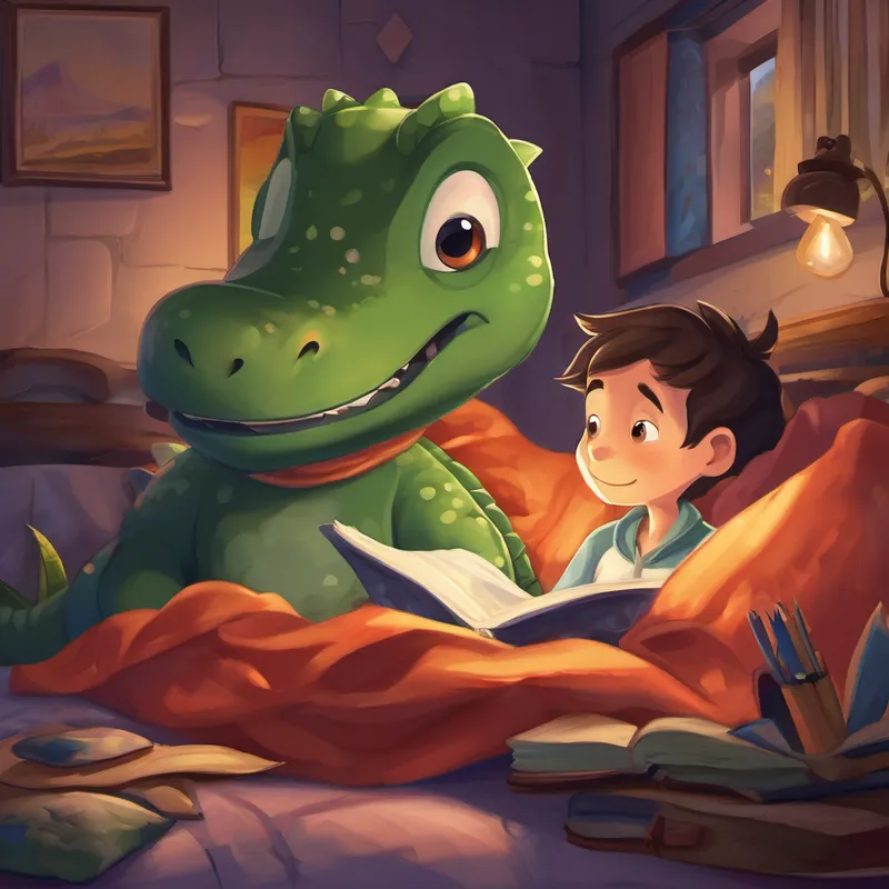 Max nestled under his cozy blanket, feeling inspired. As he drifted off to sleep, his dreams were filled with adventures, just like Darryl's. And from that night on, whenever Max faced a challenge, he remembered Darryl's story and reminded himself to be confident, just like the brave little dinosaur. From that moment forward, confidence became Max's secret weapon, helping him overcome any obstacle that came his way. And so, dear child, remember to believe in yourself and your abilities, for it is confidence that can make your dreams soar to new heights. The end.