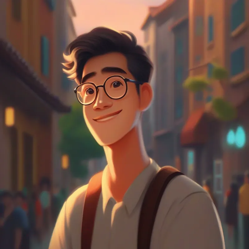 A kind man wearing spectacles, with a friendly smile. working hard with a determined look.