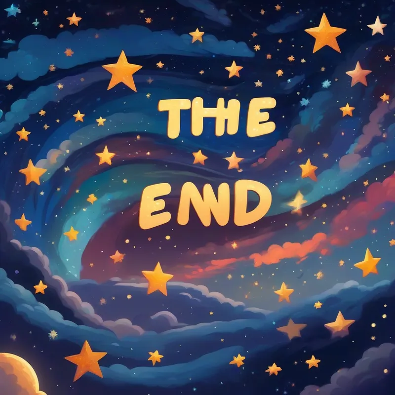 An illustration with the words 'The End' surrounded by stars.