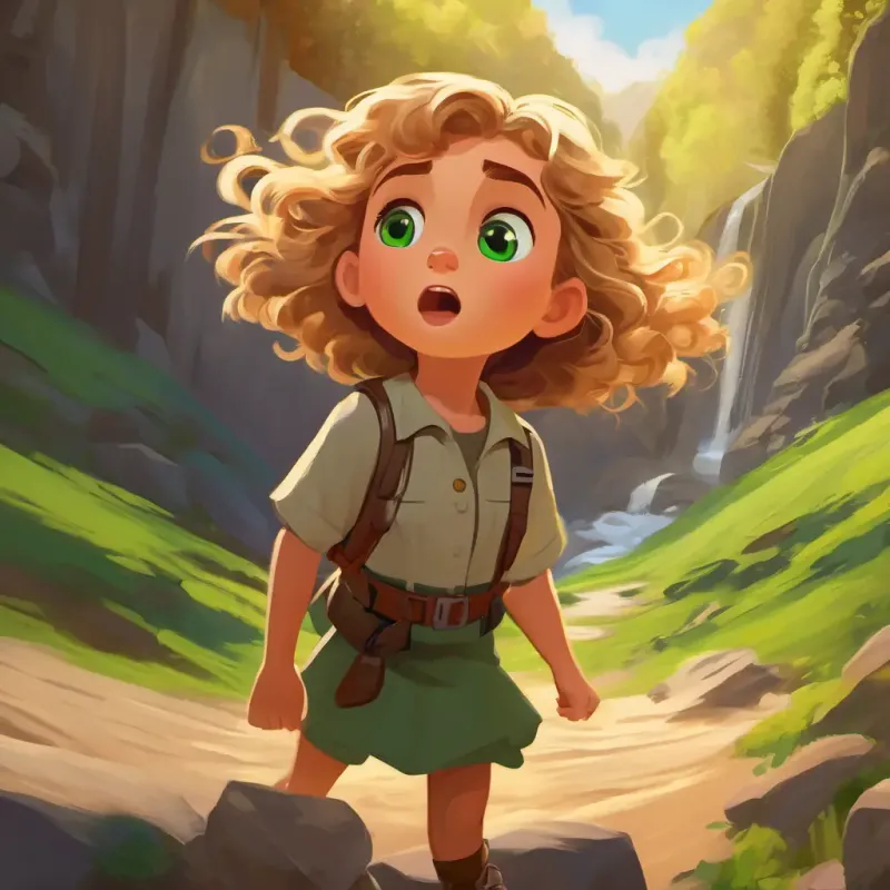 Hawk scared, Small girl, big green eyes, curly blonde hair, adventurous falls, Tall boy, brown eyes, short brown hair, brave and kind's bravery works.
