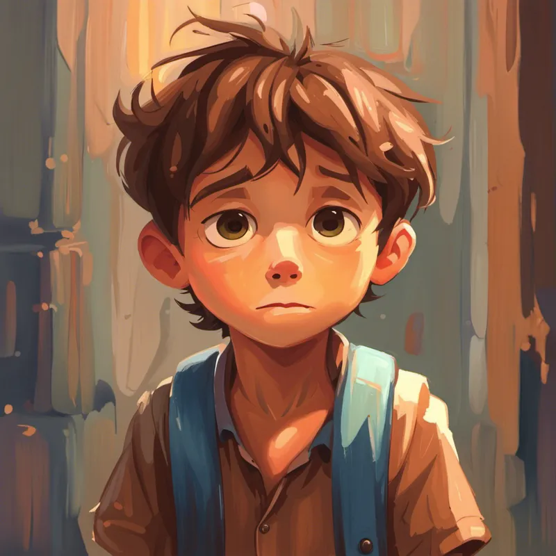 Small boy with brown hair, determined and happy waiting patiently, not giving up hope