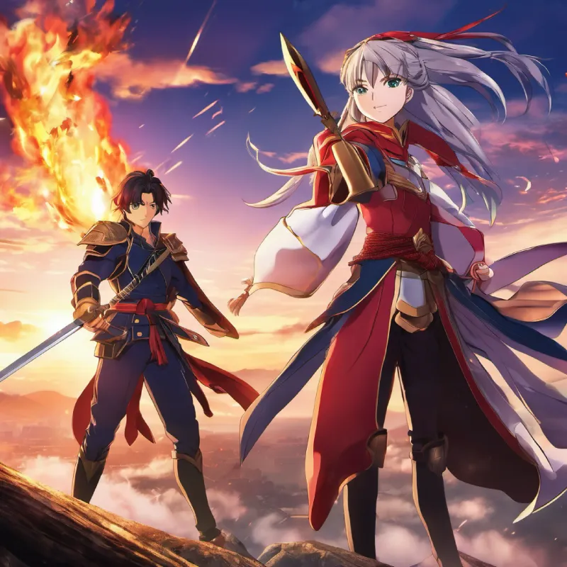 Taro and Alexis engage the enemy with fire and sword.
