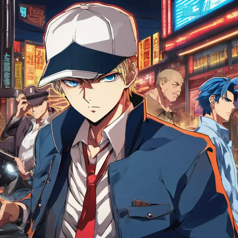 Thin, fit, with piercing blue eyes and a calm demeanor counters the gangster's attack.