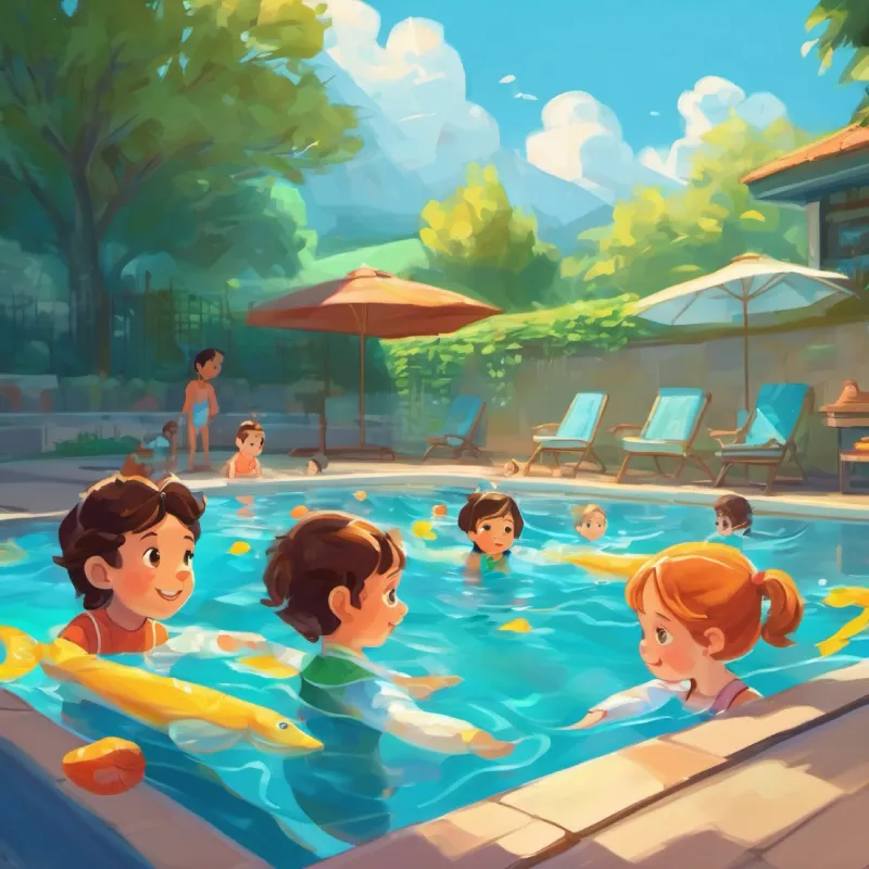 First swimming lesson in the pool, starts with games.