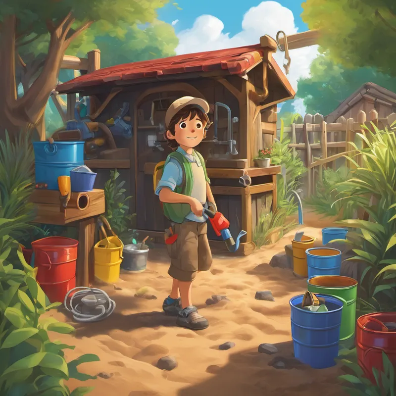 Chase rushed to the shed, searching for his trusty tools. He grabbed a collection of PVC pipes, colorful connectors, and an assortment of buckets and containers of different shapes and sizes. "This is going to be so amazing!" Chase thought, his eyes shining with excitement. With his hose in hand, Chase carefully ran it from the backyard faucet to his sandbox. He knew that getting the right flow of water was essential for his waterpark to work perfectly. Step by step, he connected different pipes using the connectors, creating intricate pathways throughout his sandbox.