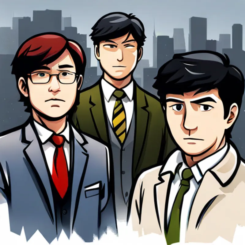 An illustration of the team of detectives standing together