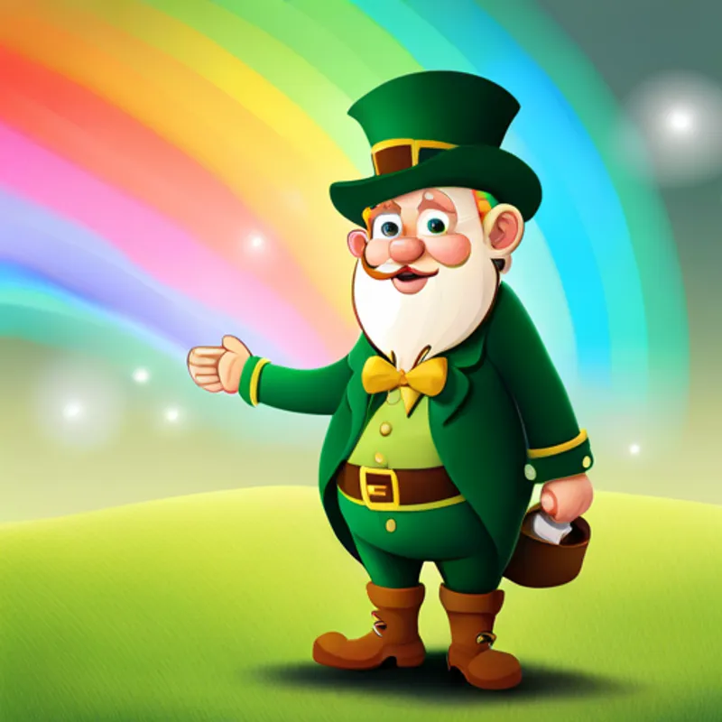 An illustration of the leprechaun with the stolen rainbows