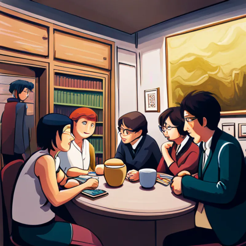An illustration of the team negotiating with Larry