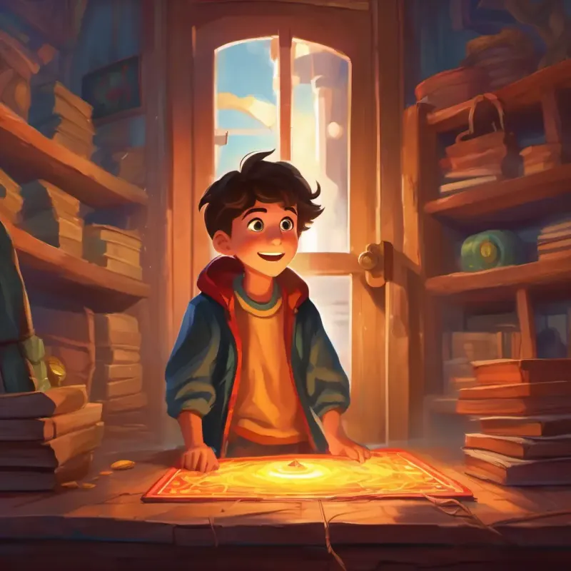 A young boy with bright, curious eyes, and a confident smile discovers the 'Fear Quest' game and gets trapped in his fears