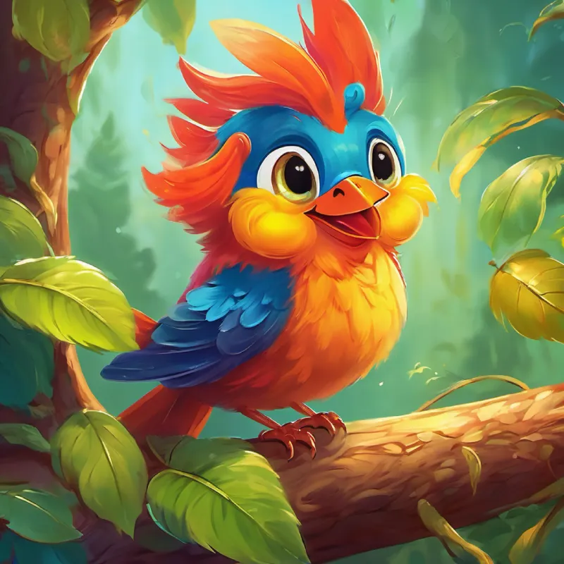 A small cheerful bird with bright feathers and curious eyes meets A friendly worm with a long, squiggly body and a big smile who is ready for his leaf breakfast.