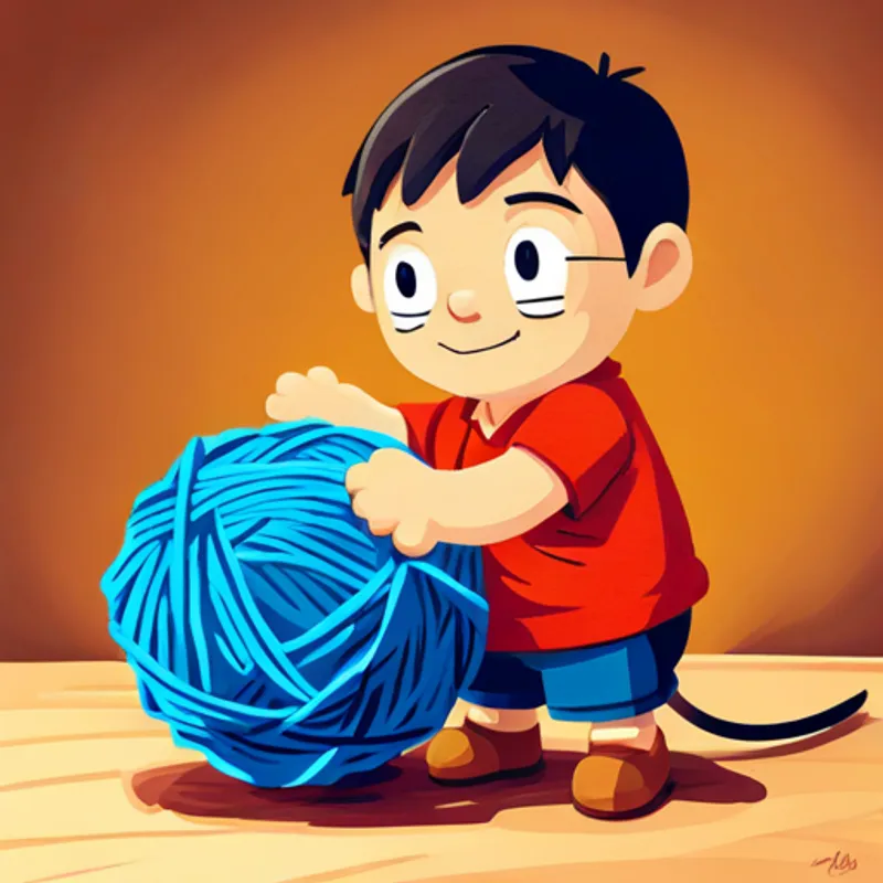 Max playing with a ball of yarn