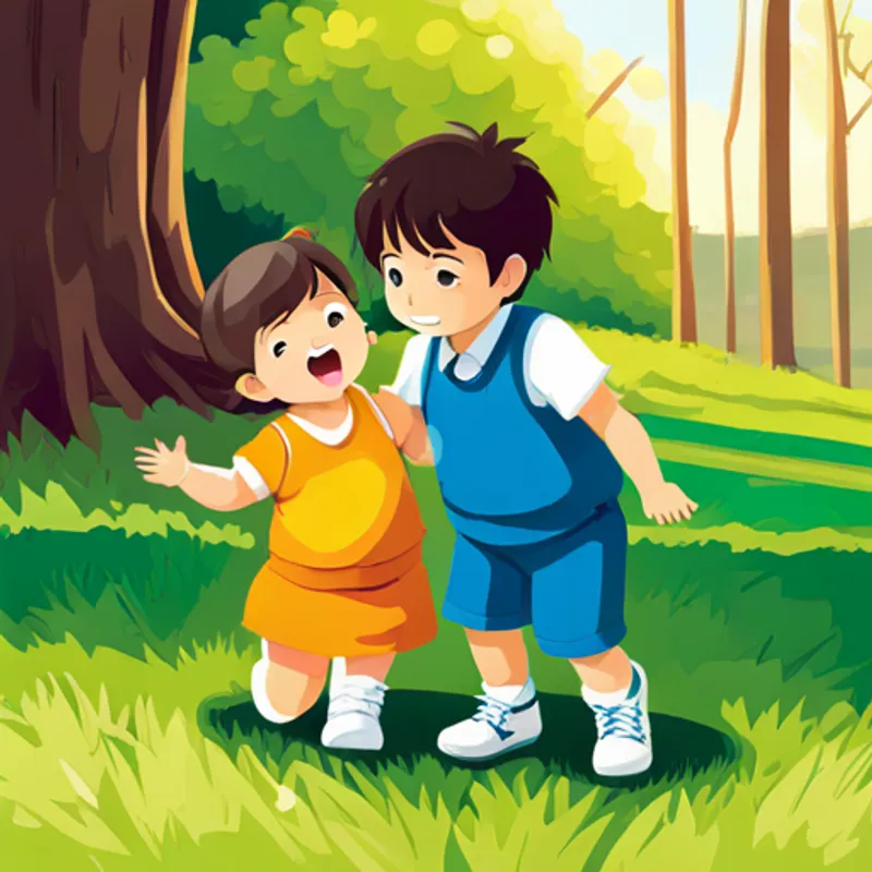 Max and Lily playing outside in the sunshine