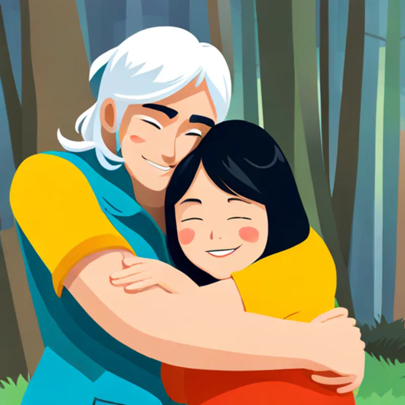 Lily hugging Max with a big smile on her face