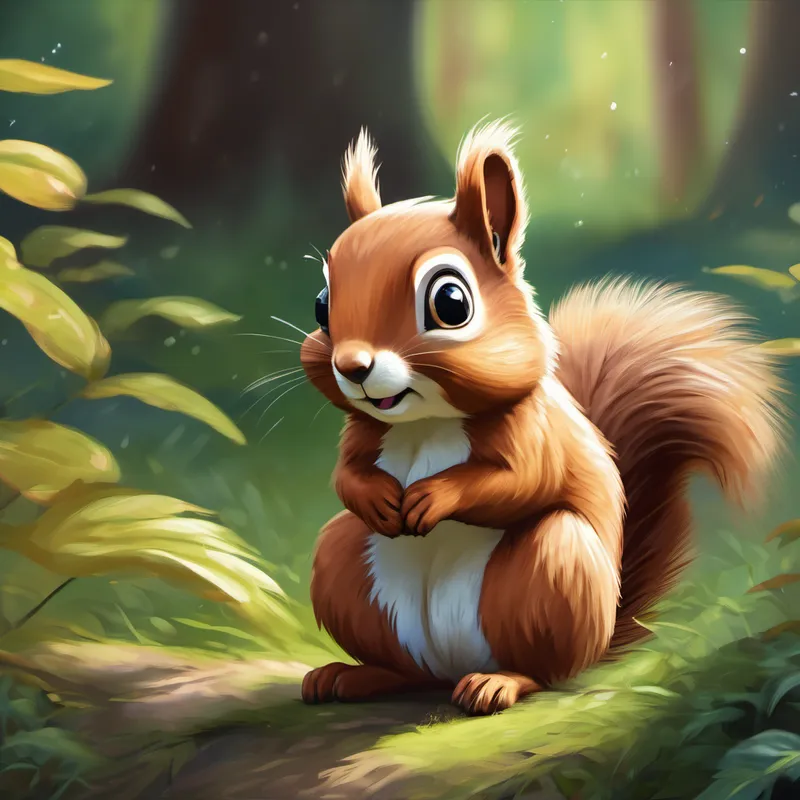Lost squirrel with wide eyes and fluffy tail