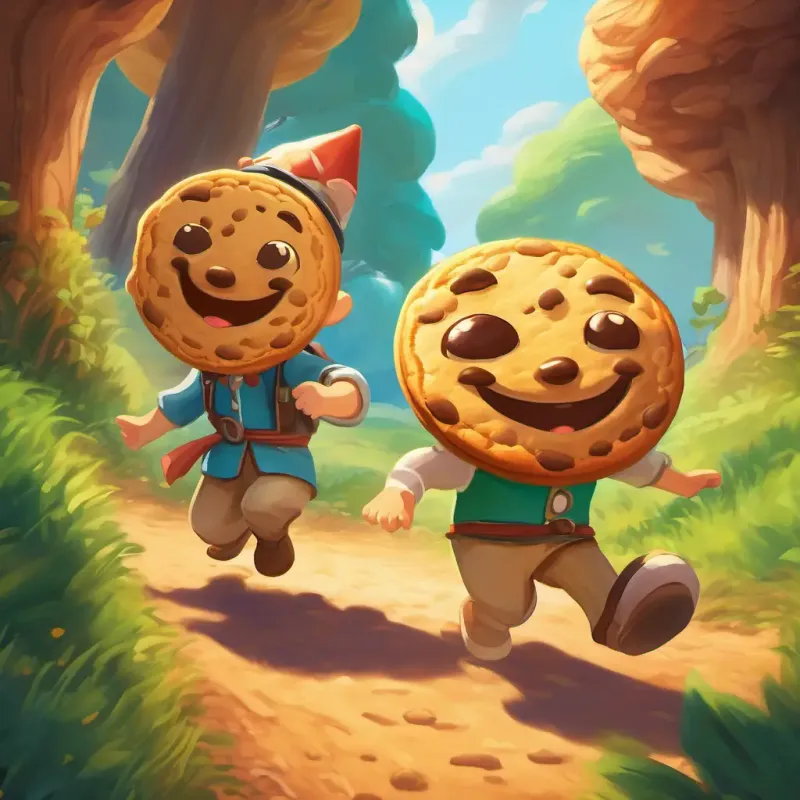 Grand adventure, following the cookie's scent, teamwork and excitement, new discoveries ahead.
