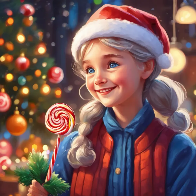 Young girl, often sad, later grateful and happy is happy receiving the lollipop as Old man, blue eyes, warm smile, vendor of candies feels joyful.