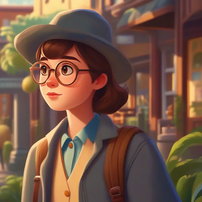 Clever girl in the small town. Brown hair, glasses. the clever girl in a small town. Worried people.