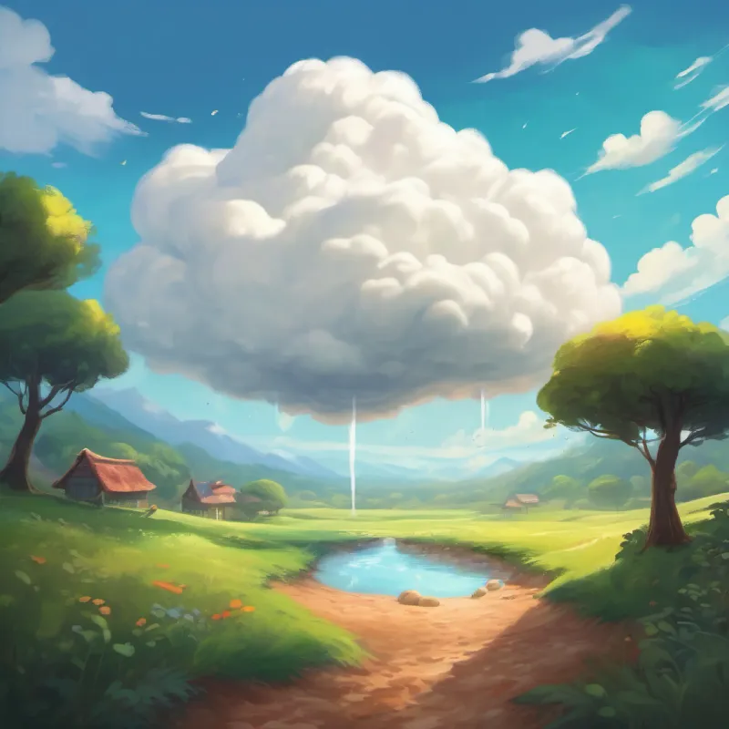 A small, fluffy, white cloud with big dreams's attempt fails, creating a dirt soup instead of proper mud.