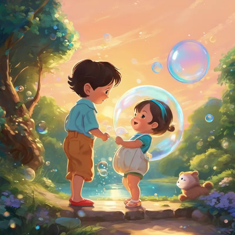 And so, every day, when the baby woke up, Bubbly would be there, just a bubble away, waiting to bring laughter and magic to their wonderful friendship. For you see, dear child, bubbles in reality can bring the sweetest of dreams and create friendships that last a lifetime.
