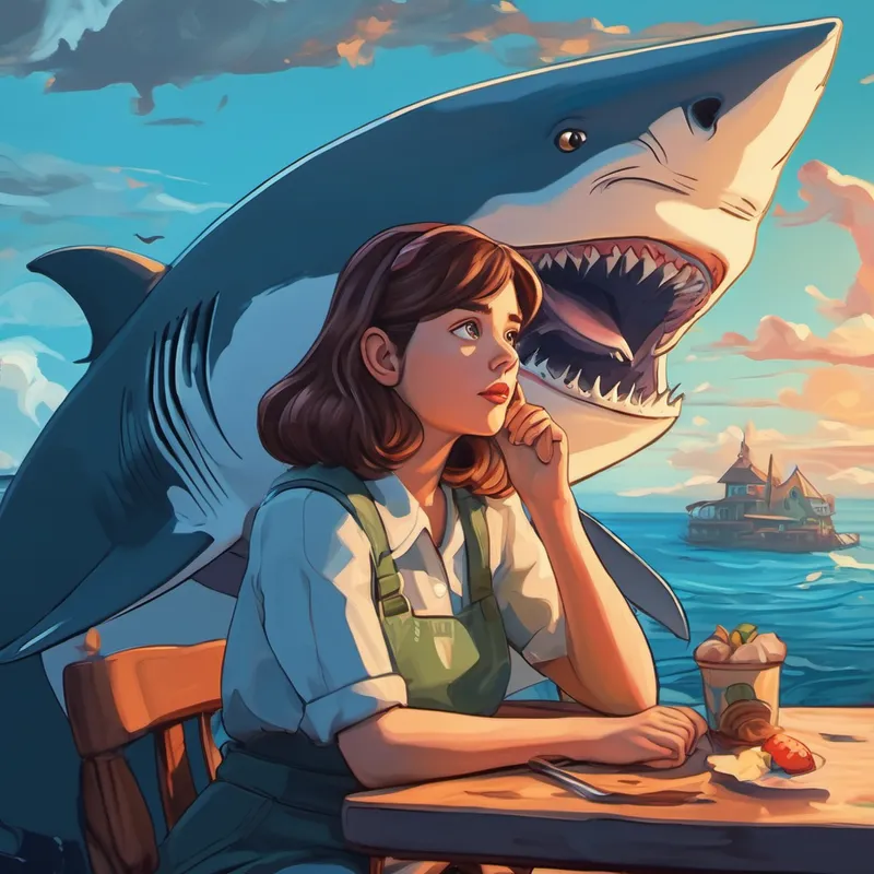 Allie thinking about eating a shark
