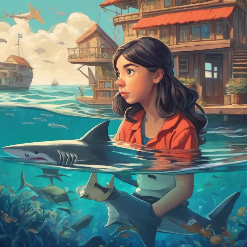 Allie thinking of a plan to eat the shark