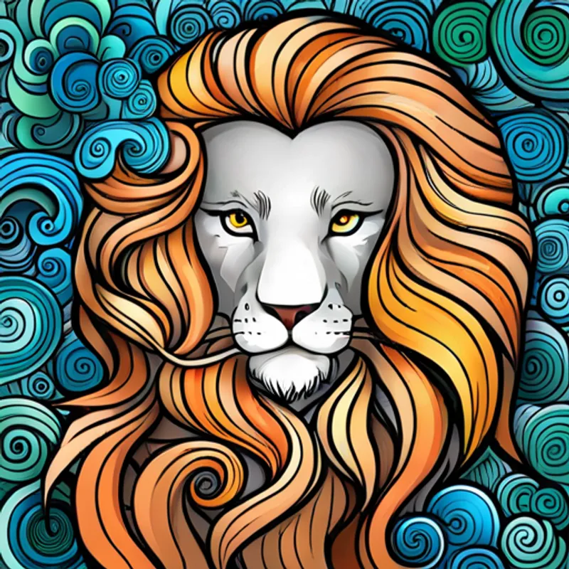 Leo, the lion with a colorful mane, feeling anxious