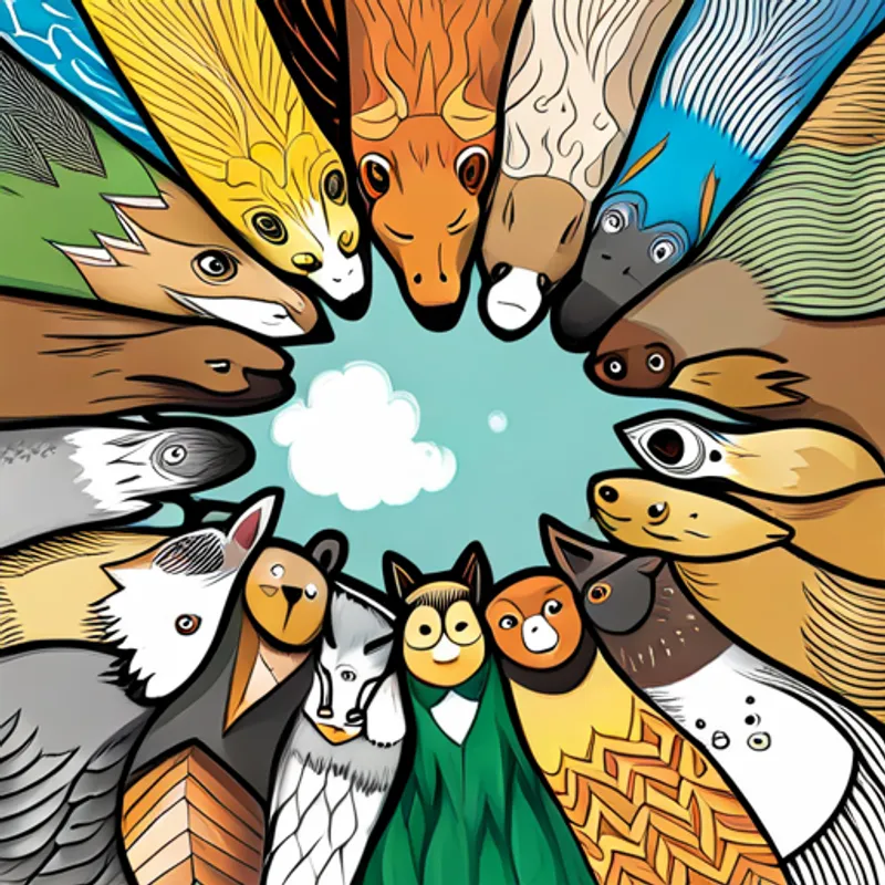 Animals embracing diversity and celebrating differences