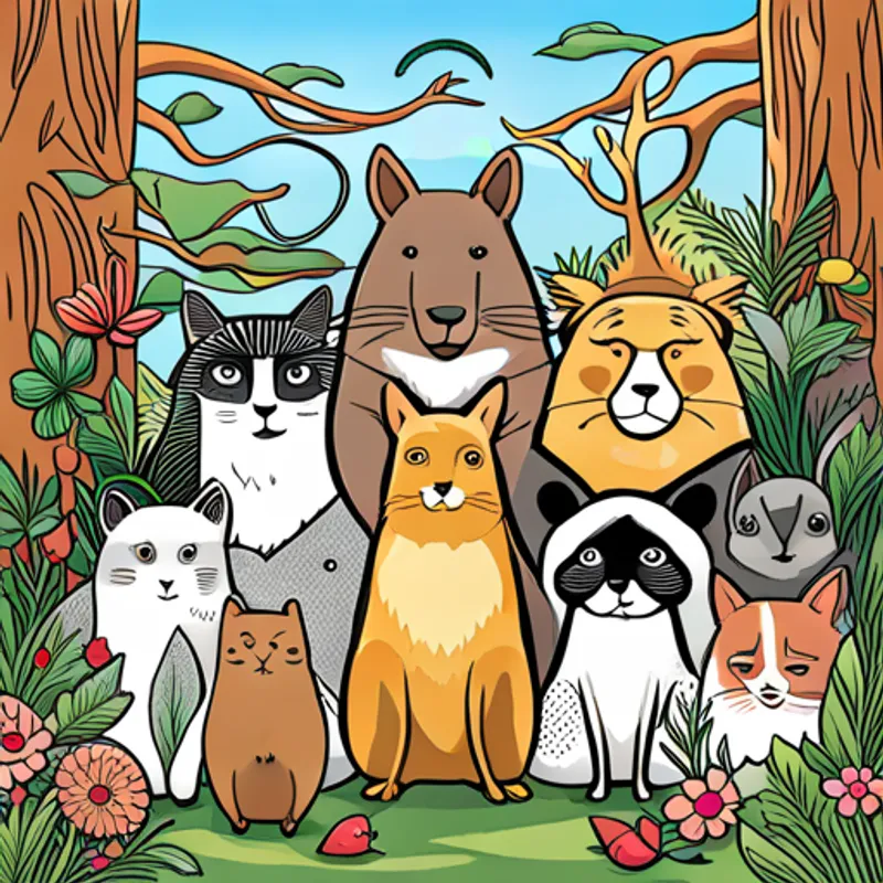 Animals living in perfect harmony, celebrating inclusivity