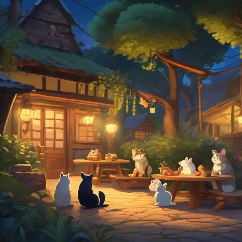 Describing the animals' nightly routine and gathering place.