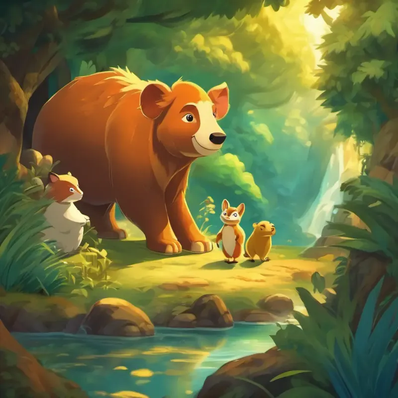 The animals overcoming challenges and discovering the hidden treasure.