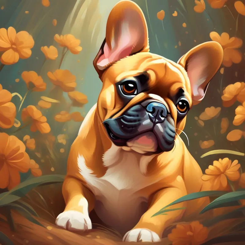 A French bulldog, with a smooshed face and a honey-brown coat surrounded by love and creating a bond of empathy