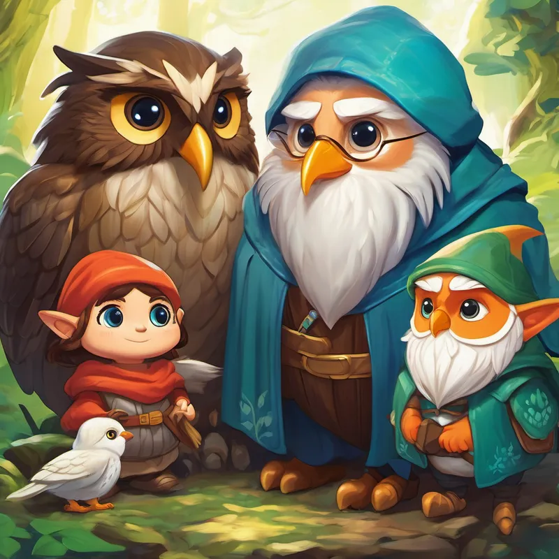 Together, Alya and the fairy met a wise old owl who shared his wisdom, an adorable gnome who provided guidance, and a mischievous sprite who could vanish in the blink of an eye. The group formed an unbreakable bond, united by the urgency of their mission. As they ventured further, Alya and her newfound companions faced numerous challenges set by Morgana - treacherous riddles, dangerous puzzles, and even a maze guarded by lumbering ogres. Yet, Alya's determination and clever mind helped them overcome each obstacle.