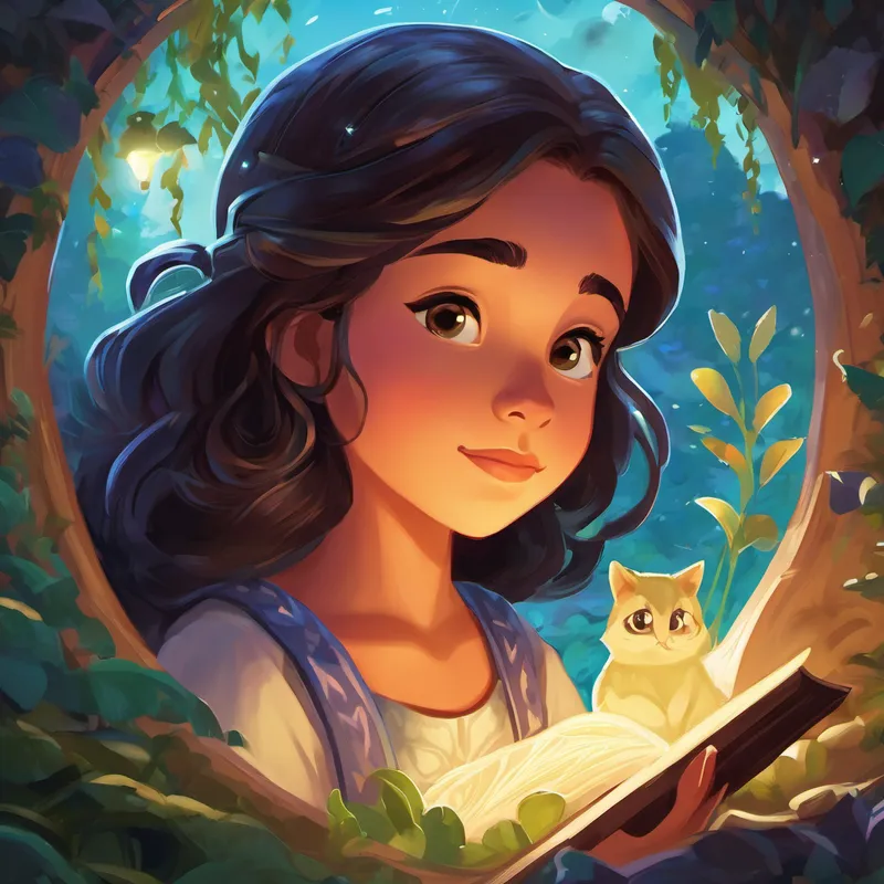 With her heart filled with love and happiness, Alya stepped back through the hidden portal, back to her own backyard. As she snuggled into her bed, she knew that the magical world awaited her, ready to embark on new adventures whenever she desired. And so, little Alya fell asleep, dreaming of the incredible journey she had taken, and the magical realm she had helped save. For in the land beyond the portal, Alya had become a legend - the girl who proved that bravery and kindness were the greatest weapons against darkness.