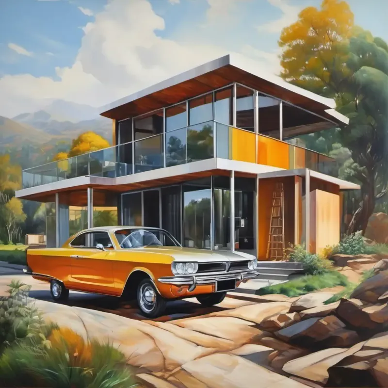 With new machines, people could build houses faster using shiny glass and strong metal. The New houses with flat roofs and big windows, modern-looking looked modern.