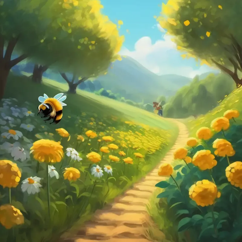 Meeting the busy bee on the journey.