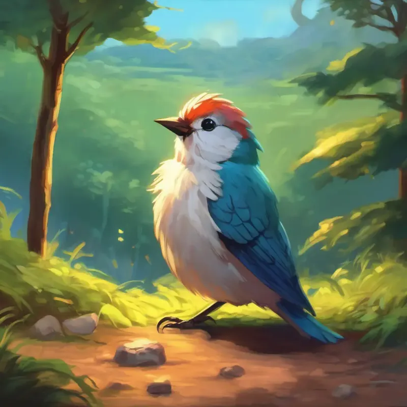 Sprite showing concern for the injured bird.