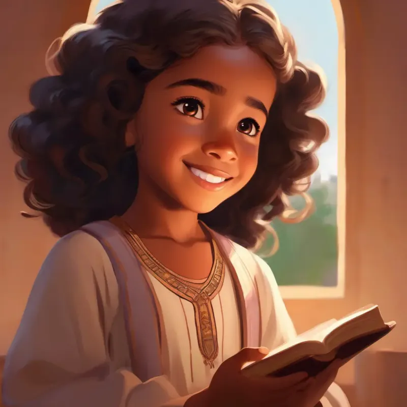 Introduction to A young girl with warm brown skin, dark eyes, always with a quiet smile's morning, performing her first salah.