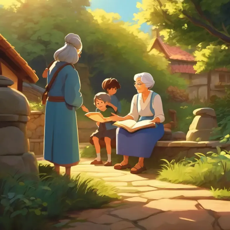 Storytelling with grandmother, discussing faith.