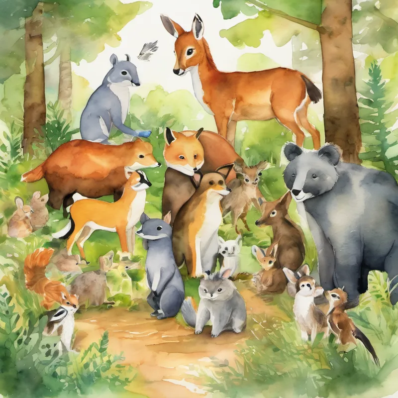 By the time Felix finished the story, Benny couldn't contain his excitement. He hopped up and exclaimed, "Thank you, Felix! I've learned so many new words and now I know I can make friends with everyone in the forest!" All the animals, including Benny, realized the powerful message behind the story. They pledged to practice inclusivity and be friends with everybody. From that day on, the forest echoed with laughter and joy as every animal welcomed new friends with open arms.