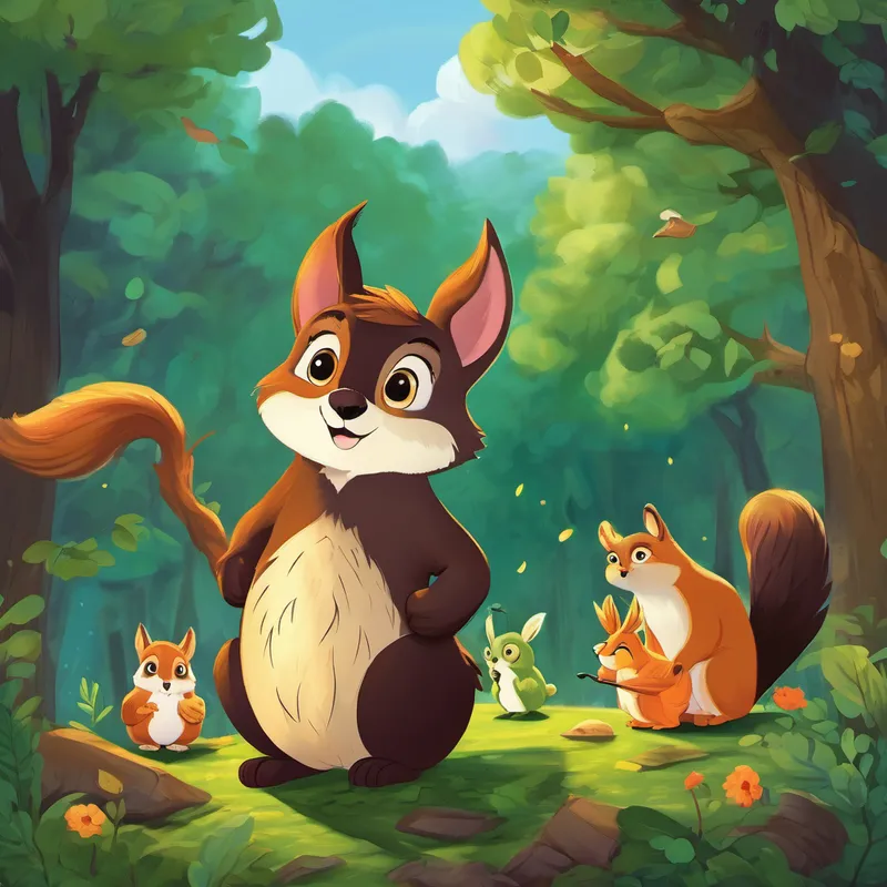 As Benny hopped through the forest, he encountered various extraordinary creatures—a talking squirrel named Sammy, a wise owl named Oliver, and a mischievous fairy named Lily. With each new friend, Benny's heart grew warmer, and he realized the true strength in friendship. One gloomy day, dark clouds covered the sky, and the forest fell under a spell of sadness. The animals and beings of the forest lost their happy spirits and hid away in their homes. However, Benny knew he had to do something to bring back the joy.