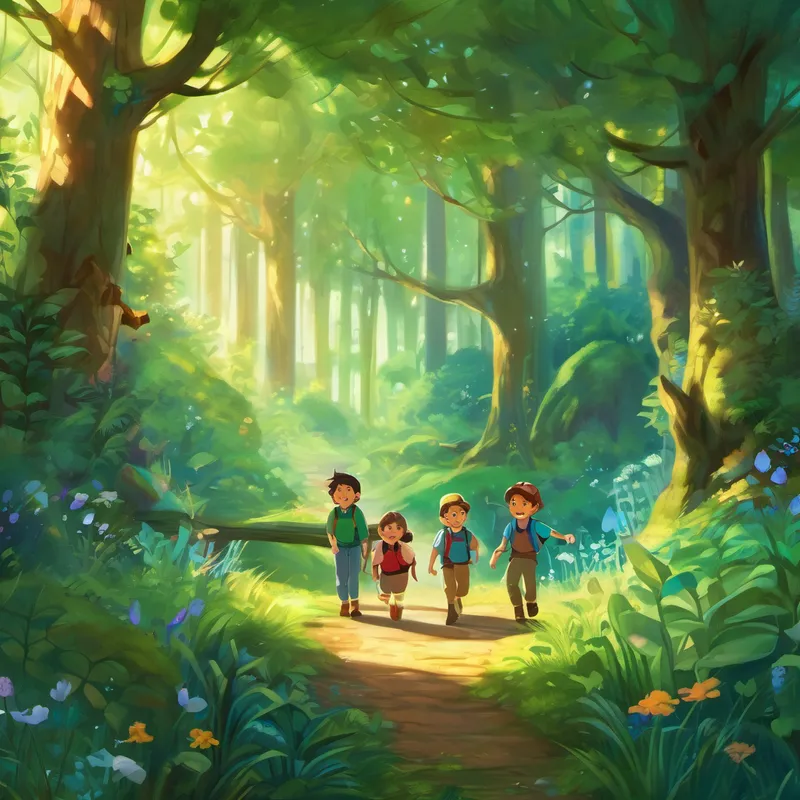 As the crystals glimmered with new life, the forest started to glow with happiness once again. The animals emerged from their hiding places, feeling lighter and joyful. They thanked Benny and his friends for their bravery and their unwavering friendship. The magical forest was alive again! From that day forward, the magical forest thrived with friendship and love. Benny, Sammy, Oliver, and Lily continued exploring and protecting their home. Together, they built bridges of compassion and understanding between all creatures of the land and created harmony in the forest.