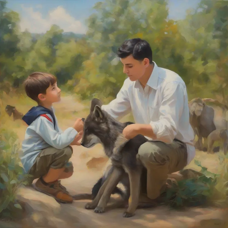 Boy talking to teacher about animals and habitats