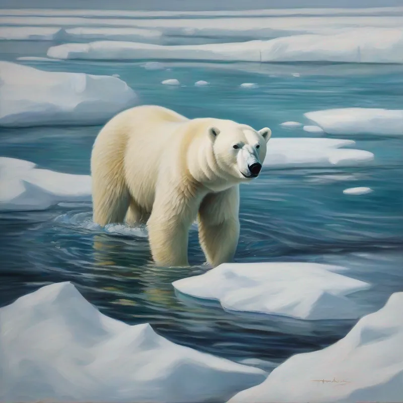Polar bear swimming in icy Arctic water