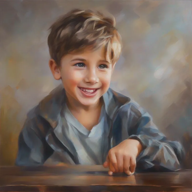 Boy looking excited and making a promise