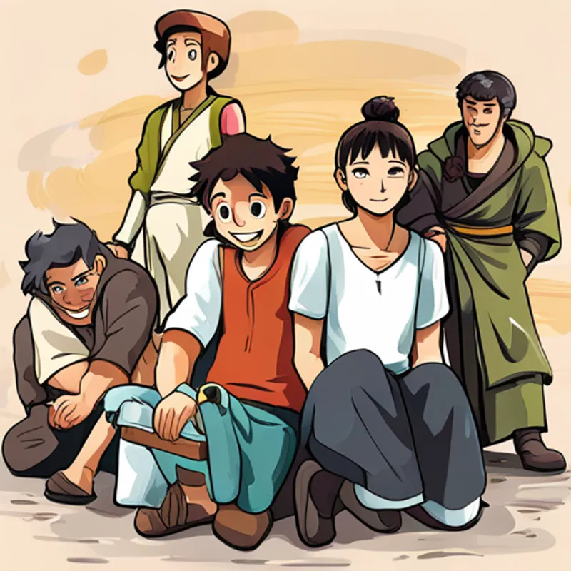 Ayko, Obi, and Gray surrounding Mirthe with smiles on their faces