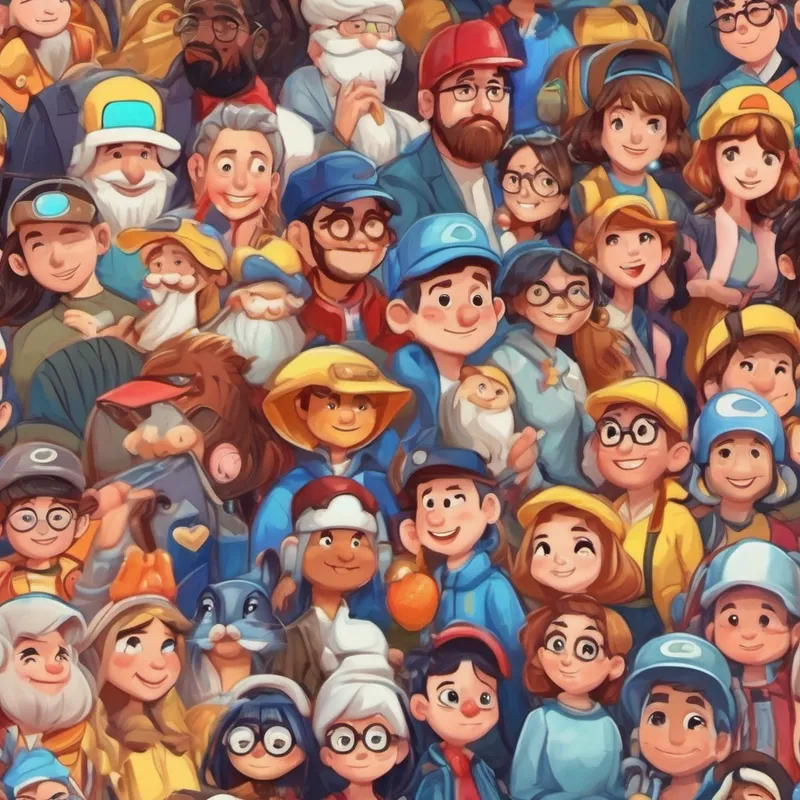 Cartoon characters posting on Instagram, Facebook, Twitter, and TikTok