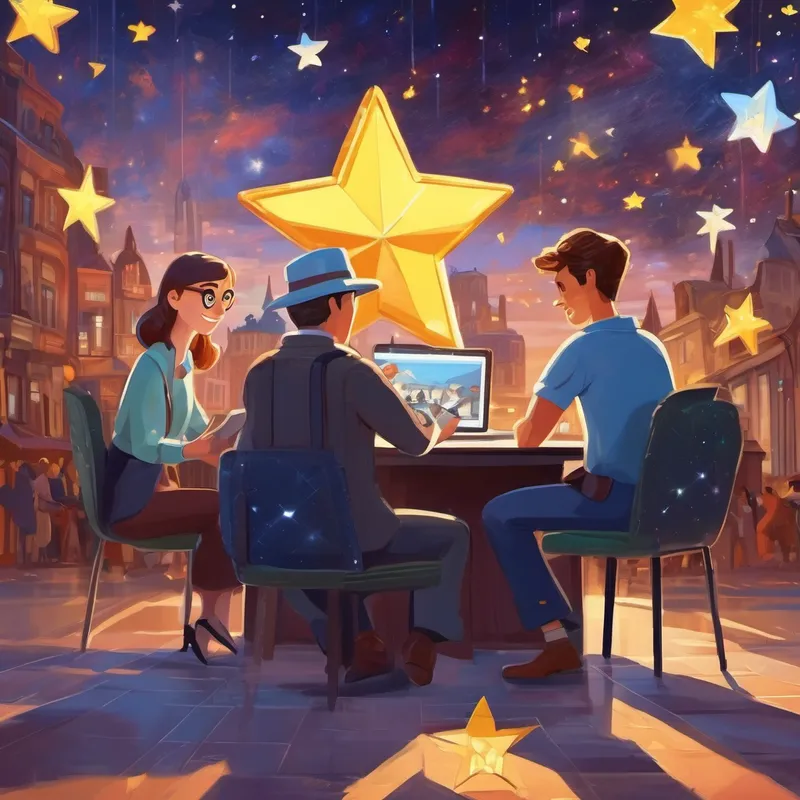 Cartoon characters partnering with social Journalists and reporters who share news with the world. stars