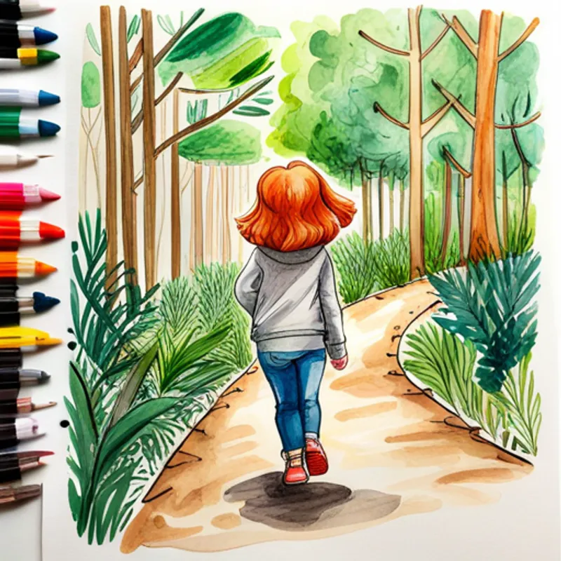 Mia walking through a path in the forest